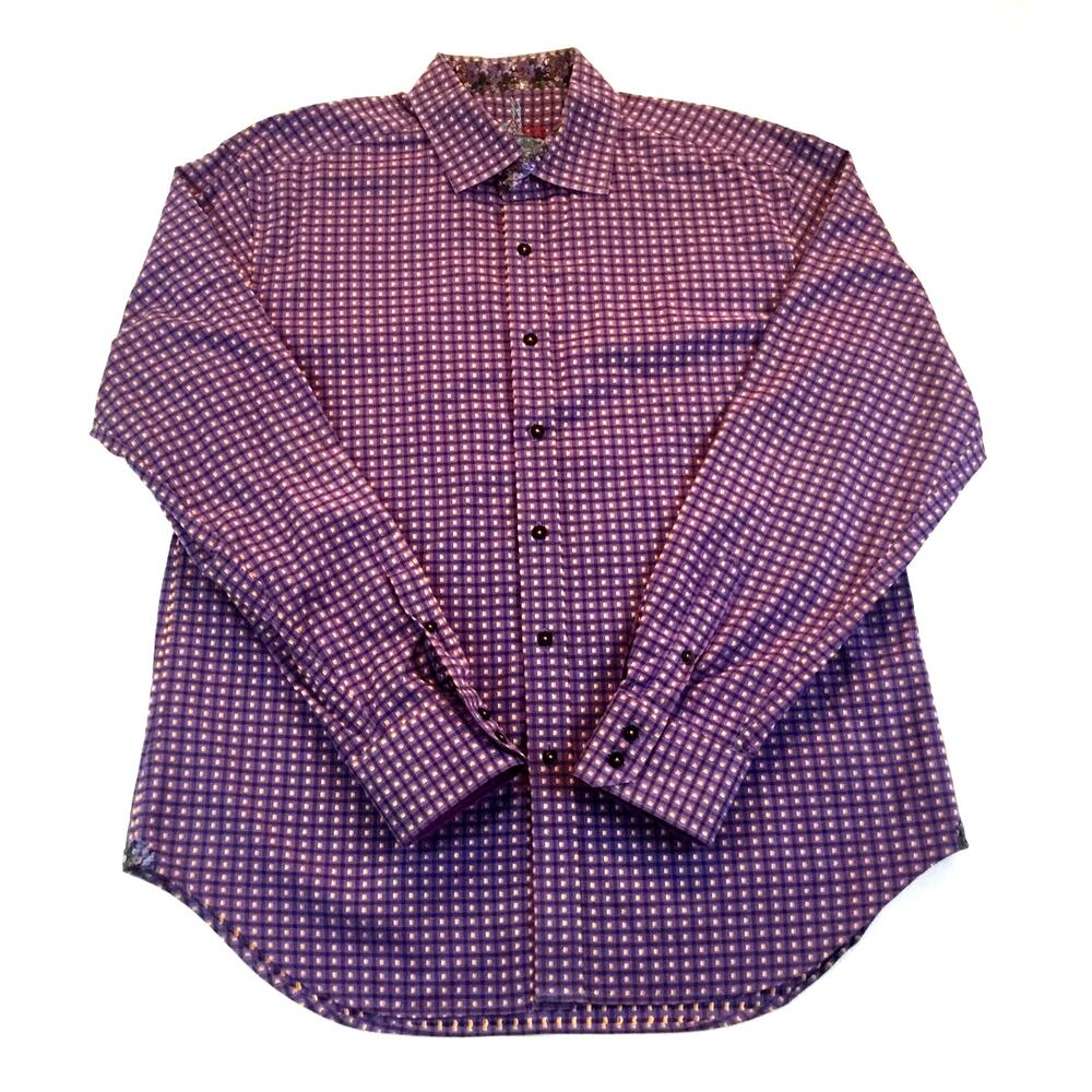 Robert Graham XL Purple Print Long Sleeve Shirt